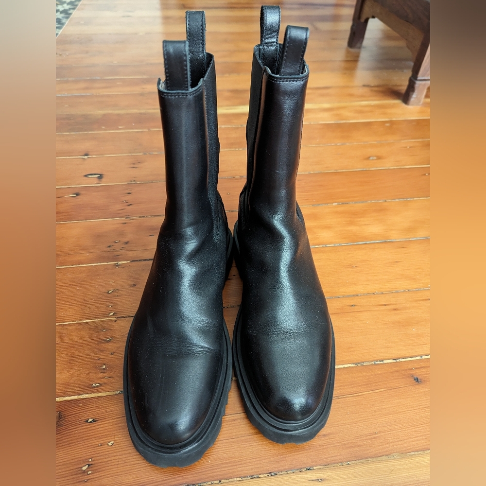 All Saints Black Leather Combat Boots
